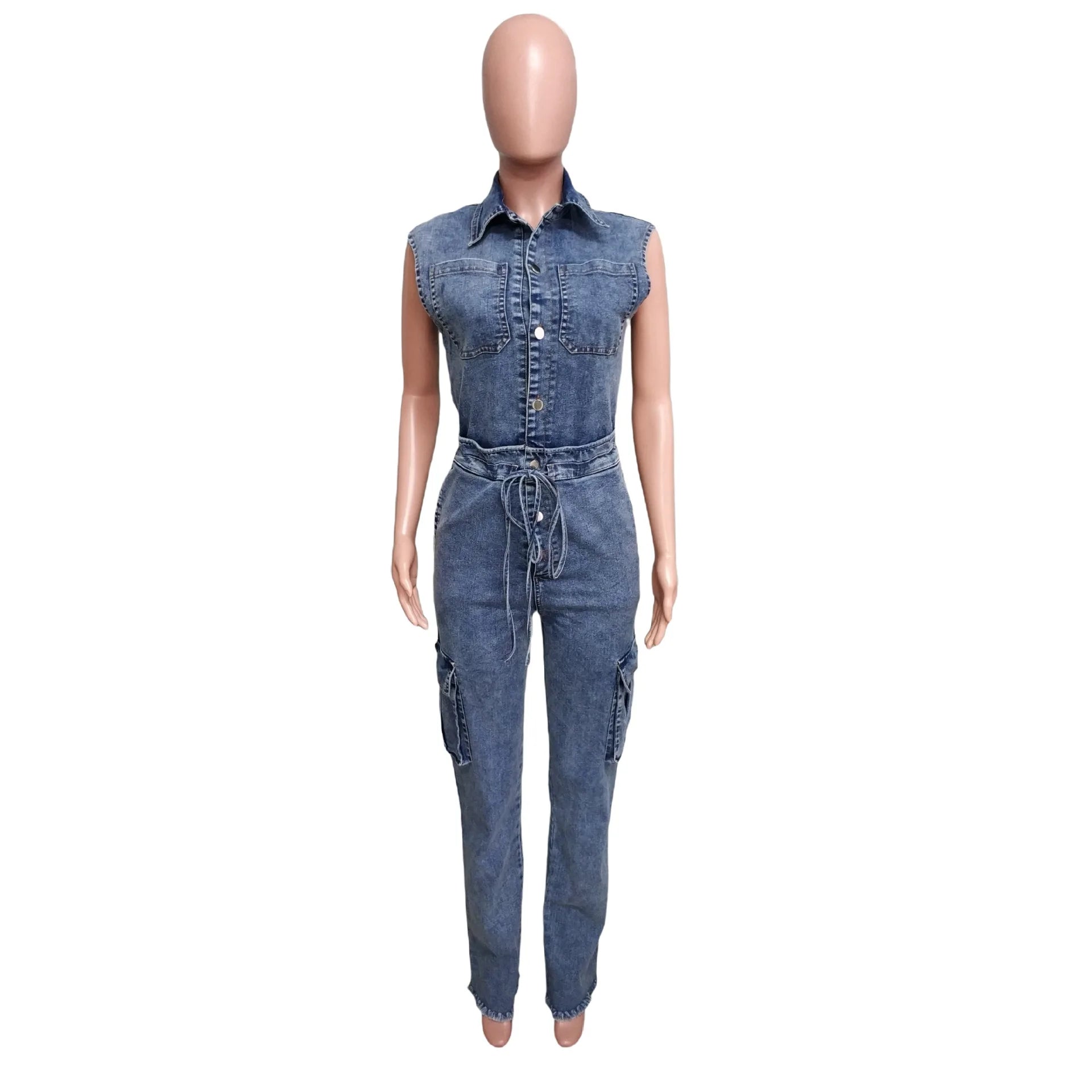 Demin Overalls Women Slim Fit Jumpsuits Sleeveless One Piece Long Pants Mom Jeans High Waist Y2k Club Party Casual Rompers Aviola