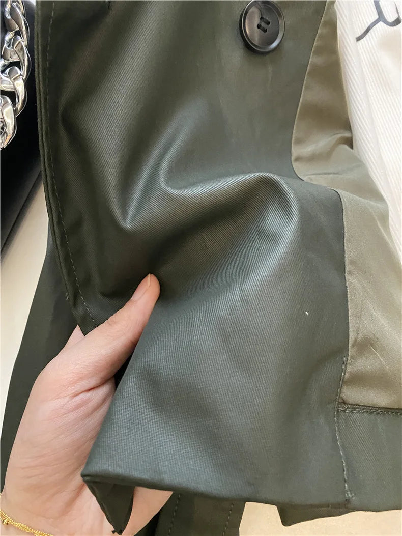 RARF 2024 autumn new women's fashion pocket double breasted waxed leather short trench coat women's top coat Aviola