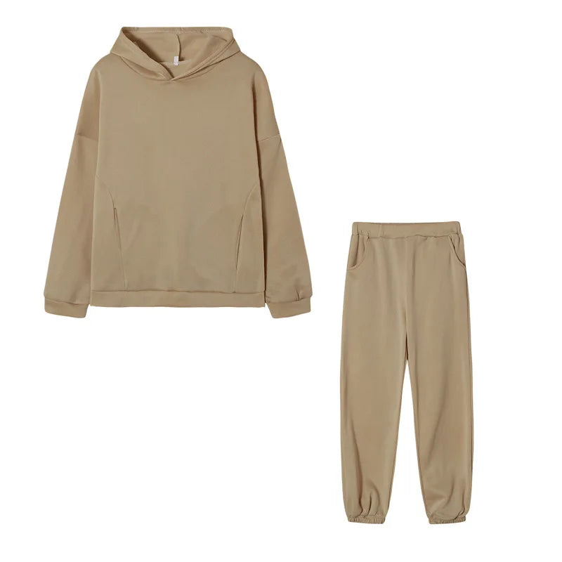 autumn tracksuit outfit set Women Two Piece Set hoodies Hooked Leisure Wide Leg Long Pants Sets Slim Fit Office Ladies Autumn Aviola