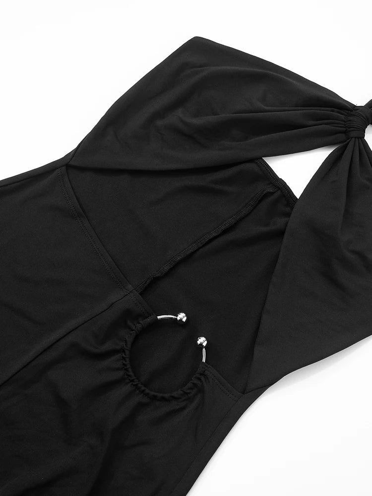 Nibber Hollow Sexy Jumpsuits Women Irregular Single Shoulder Strap Sleeveless Skinny Peach Hip Midnight Summer Fashion Overalls Aviola