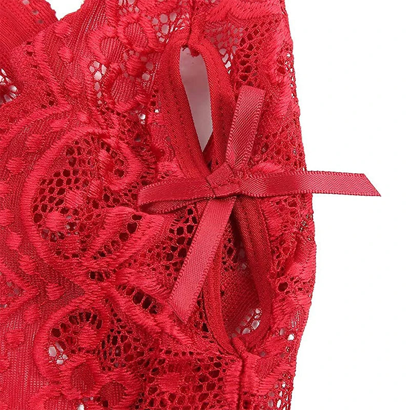 Erotic Crotchless Lingerie For Women Body Suits Lace Hollow Bra Set Sexy Deep V Teddy Underwear Set Open Bra Lenceria Para Damas Aviola