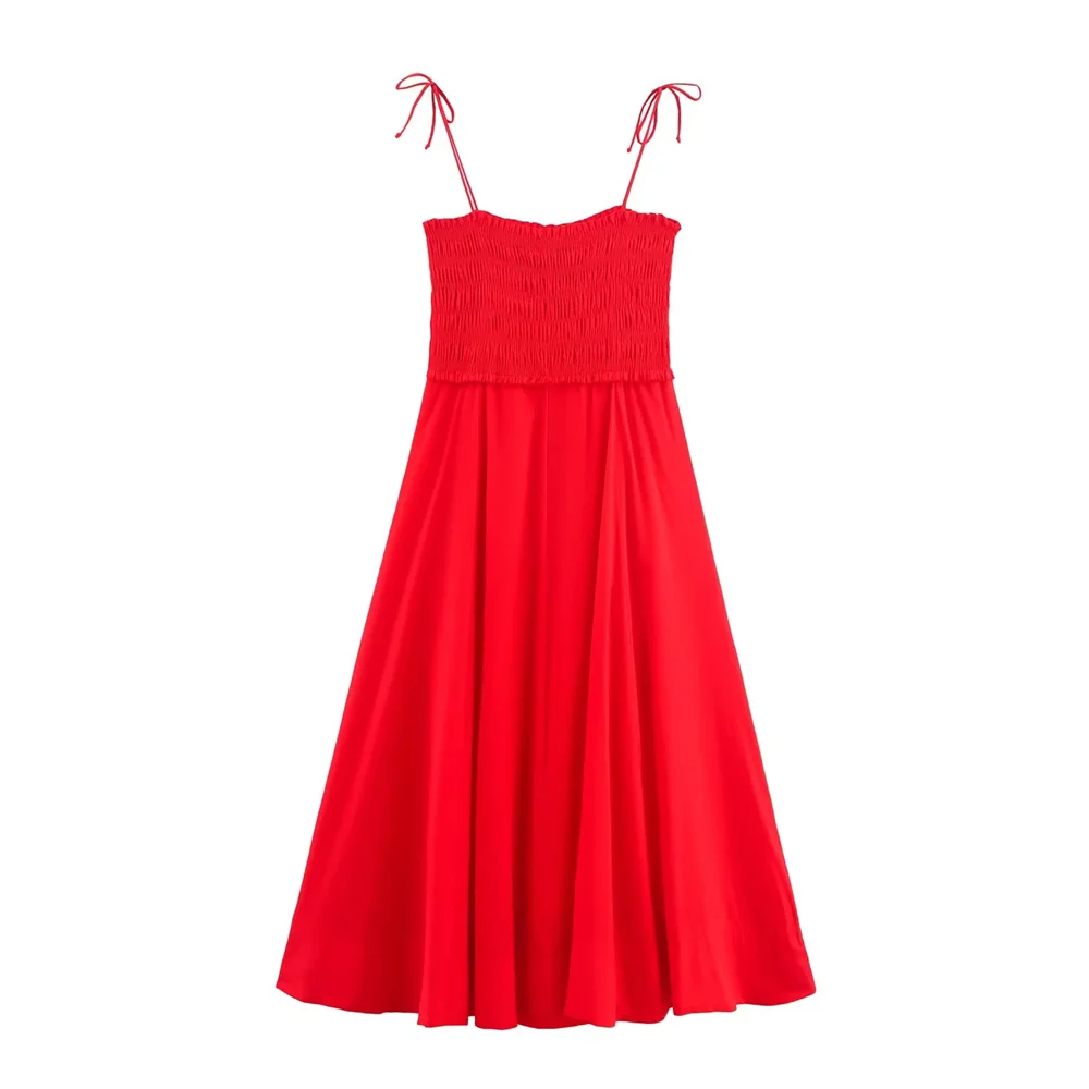 BM&MD&ZA2025holiday style sweet simple splicing sling dress loose long skirt summer women's clothing Aviola