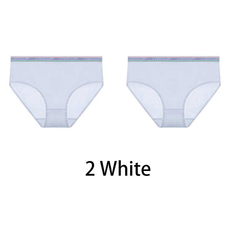 2PCS/Set Women Cotton Rainbow Letter Panties Sexy Plus Size Underwear Lingerie Mid Waist Comfortable Briefs NK609 Aviola