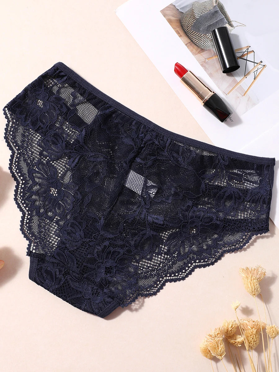 3PCS/Set Sexy Transparent Briefs Lace Panties for Women Lingerie Panties Floral Lace Female Underwear Ladies Underpants Lingerie Aviola