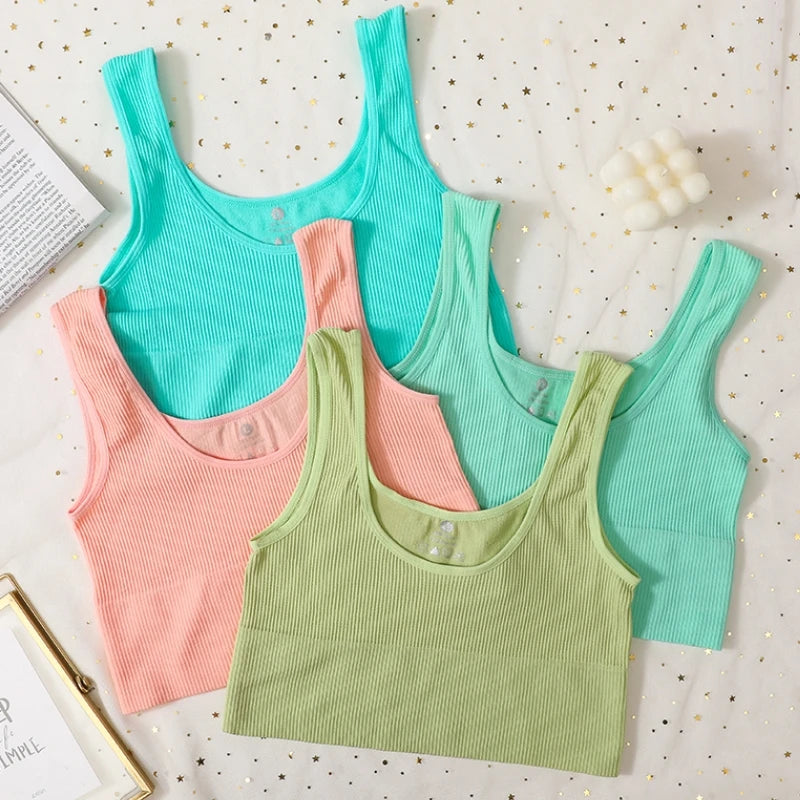Seamless Bras For Women Streetwear Rib Sports Tank Top Sexy Lingerie No Pads Crop Top Female Fitness Underwear Aviola