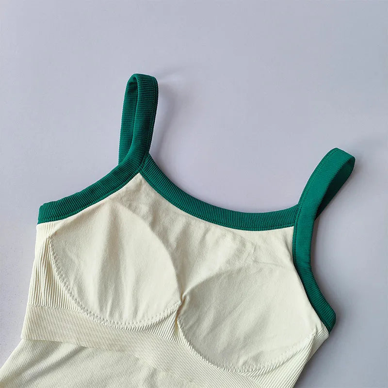 2024 New Sexy Sports Bras Women Fitness Vest Sports Top Tank Top Push Up Bra Running Fitness Breathable Stitching Color Yoga Bra Aviola