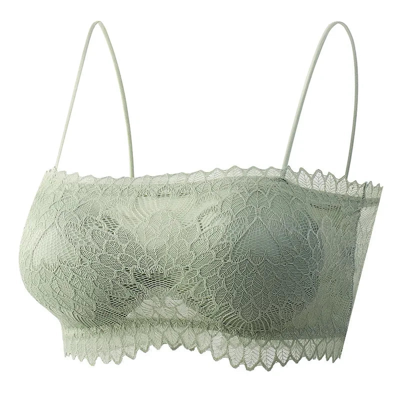 Women Lace Tube Bra and Panty Set Wireless Underwear Summer Padded Bralette Female Sexy Lingerie Low Rise Briefs Aviola