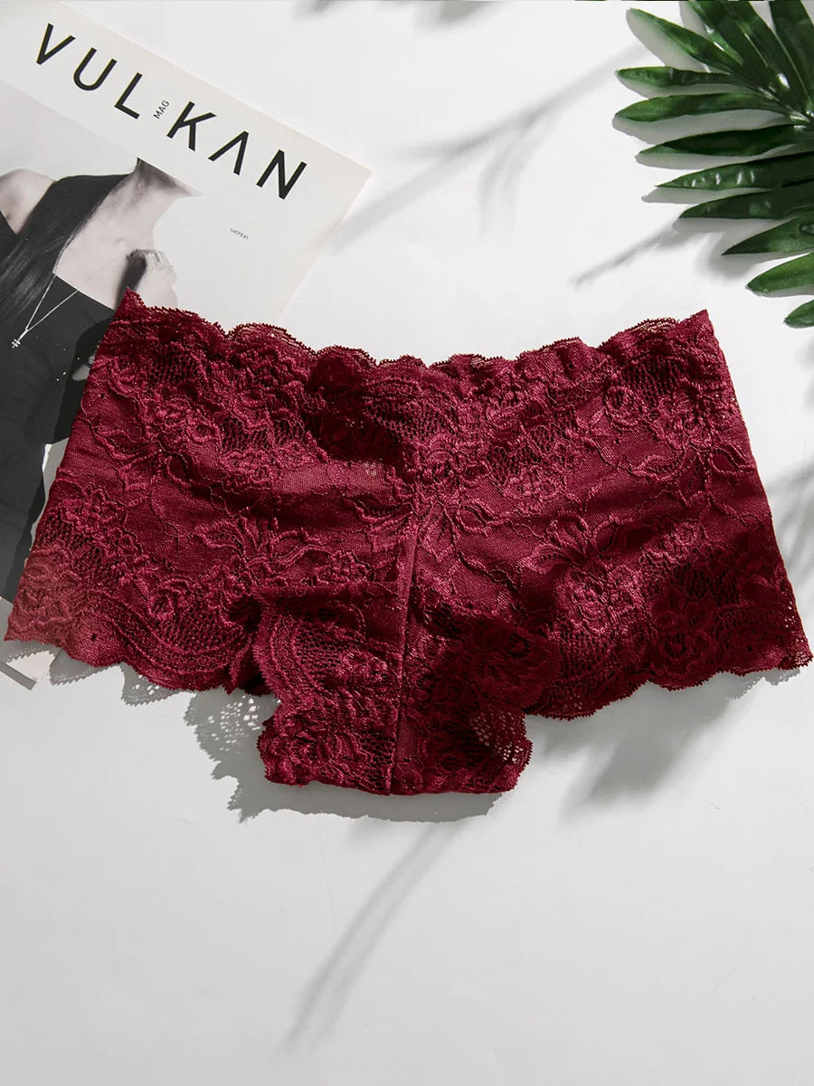 4PCS/Set Lace Women Panties Sexy Underwear Perspective Floral Hollow Out Briefs Female Underpants Breathable Ladies Lingerie Aviola