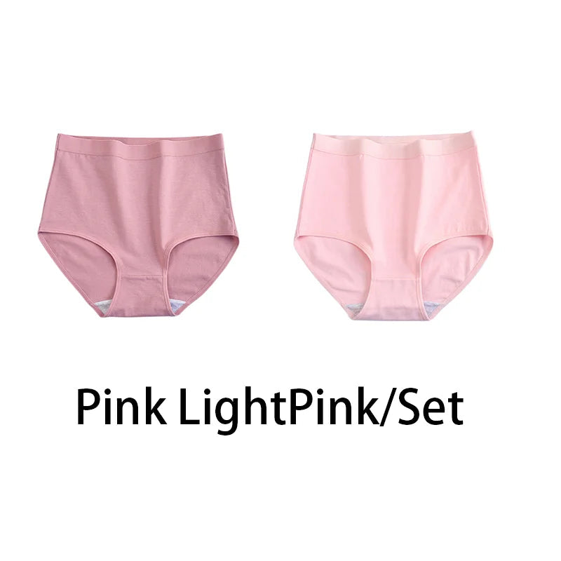 2PCS/Set Women Plus Size Panties Body Shaper Cotton Underwear Lingerie 6 Colors Sexy Female High Waist Seamless Briefs NKT2119-2 Aviola