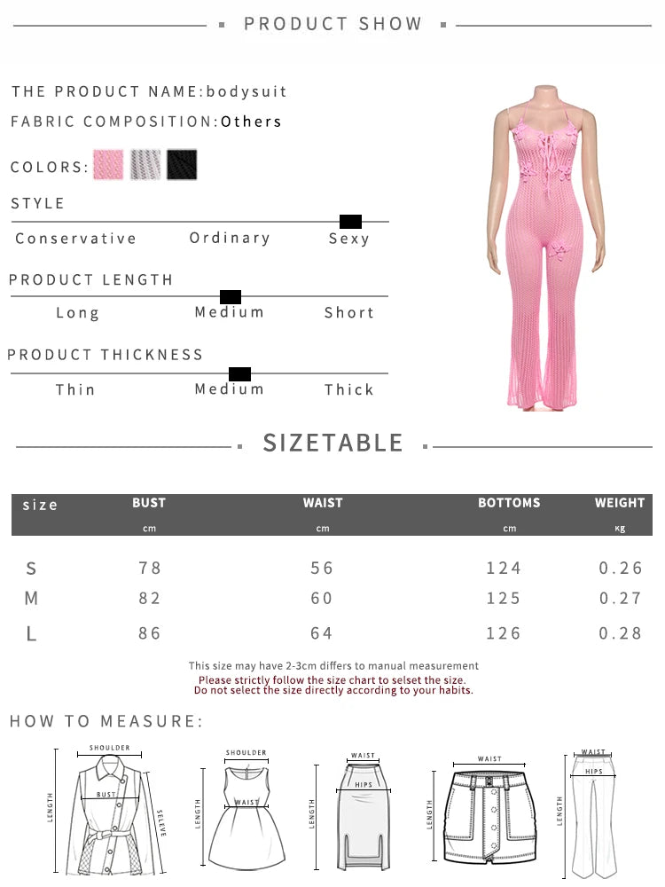 Nibber Knitted Lace-Up Jumpsuit Women Backless Halter Flower Applique Sleeveless 2025 Summer Vacation Trend Classic Overalls Aviola