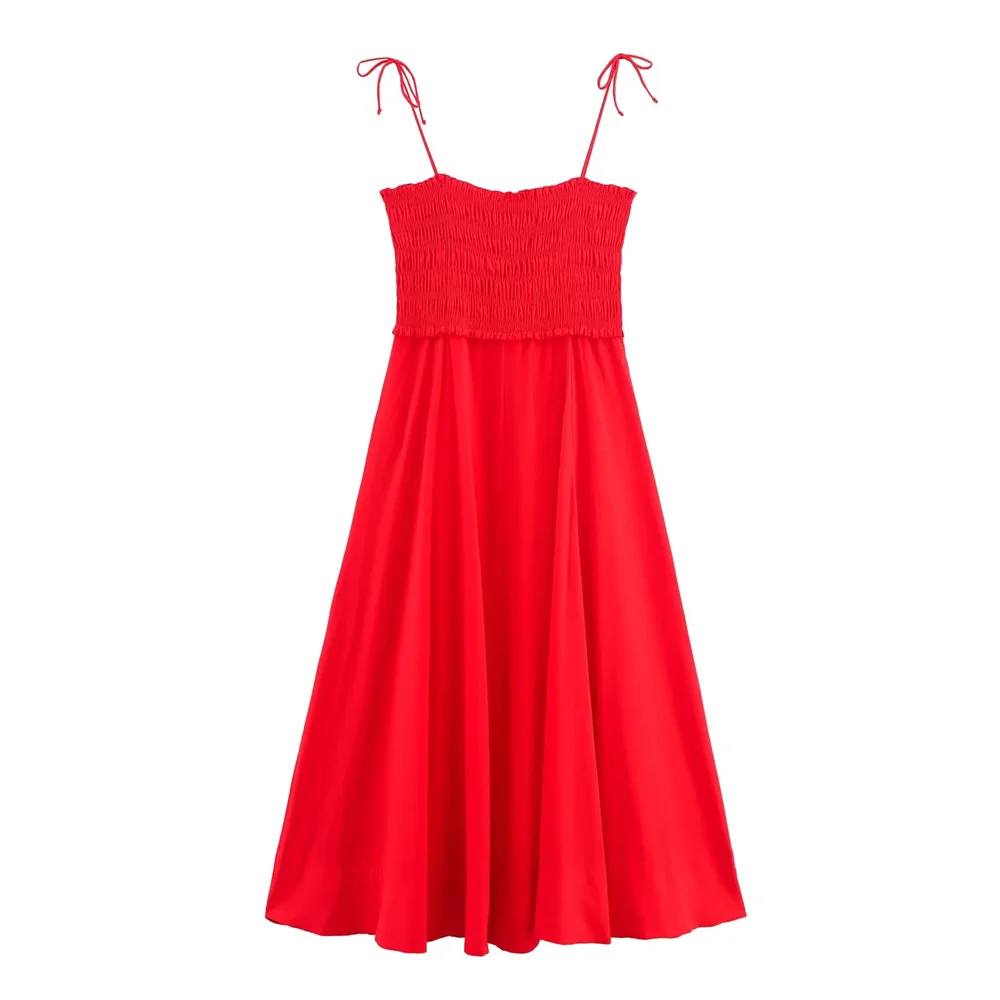 BM&MD&ZA2025holiday style sweet simple splicing sling dress loose long skirt summer women's clothing Aviola
