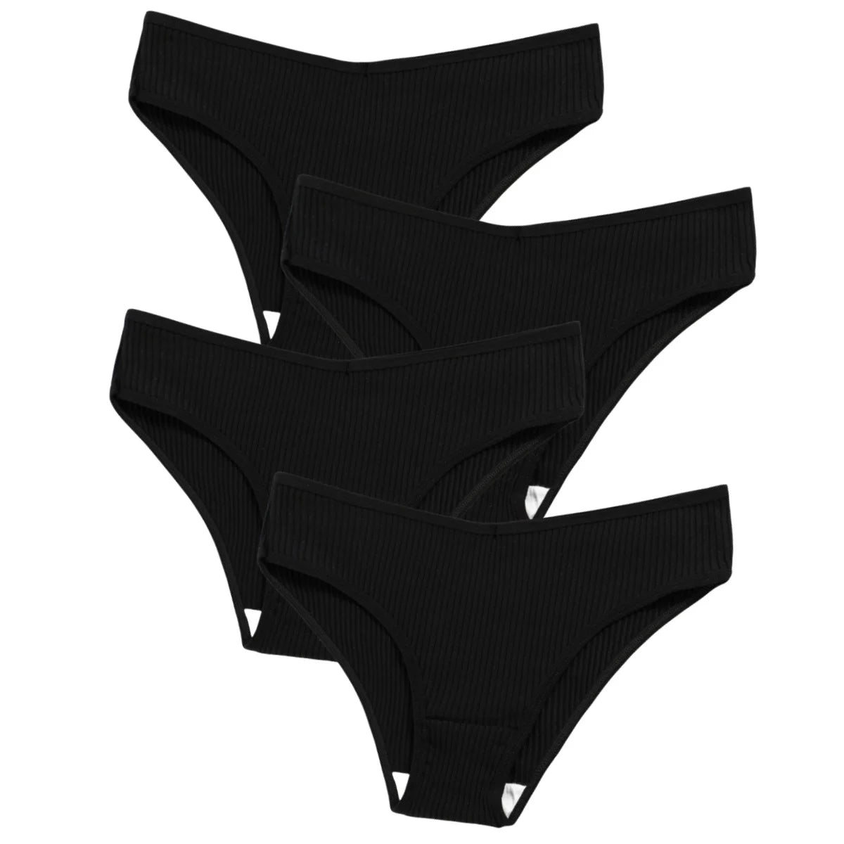 4Pcs/Set Seamless Panties Cotton Briefs Low Waist Bikini Panty Sports Underwear Breathable Solid Color Ribbed Underpants Aviola