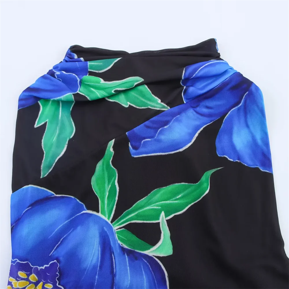 BM&MD&ZA2025fashion printed stand-up collar backless slim fit temperament sleeveless dress summer new women's clothing Aviola