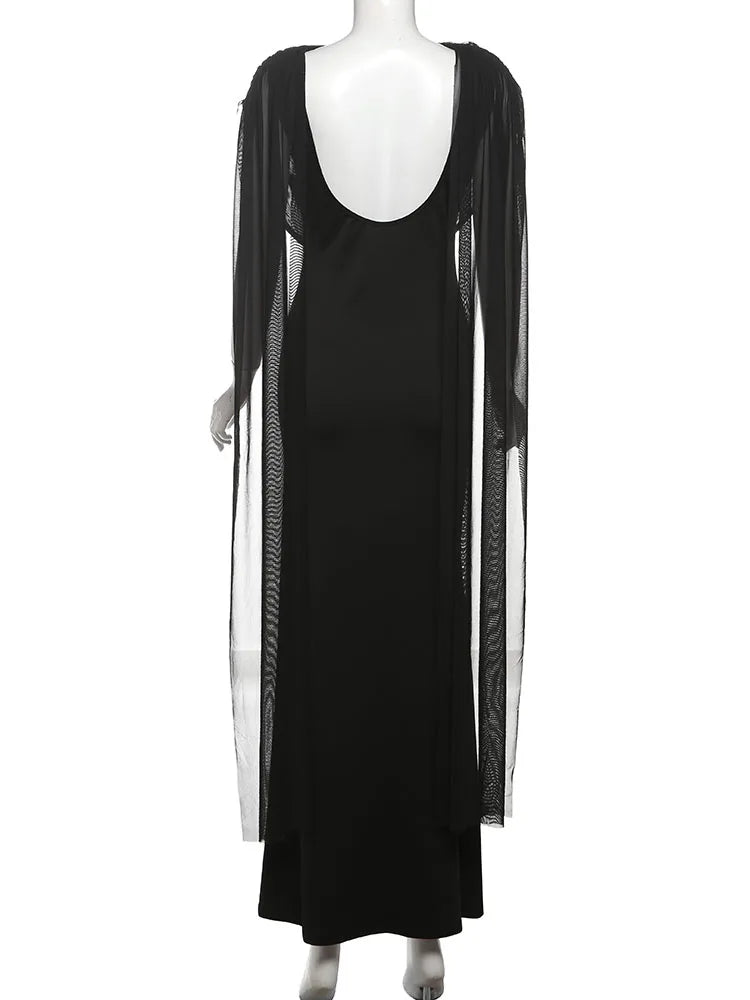 Nibber Backless Maxi Dress Women Folds Tassel Sleeveless Skinny Solid High Stretch Elegant Banquet  Birthday Party Long Bodycon Aviola