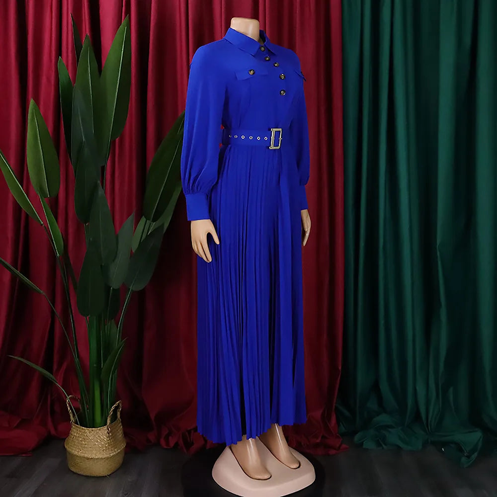 pleated Jumpsuits Women Single Breasted Long Sleeve Rompers Overalls Wide Leg Pants Spliced Sashes Slim Fit One Piece Button Aviola