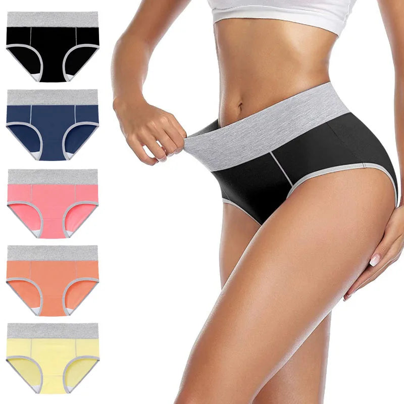 5pcs/Set Women's Color-Matching Cotton Panties Breathable Underpants Seamless Soft Lingerie Girls Fashion Briefs Knickers Aviola