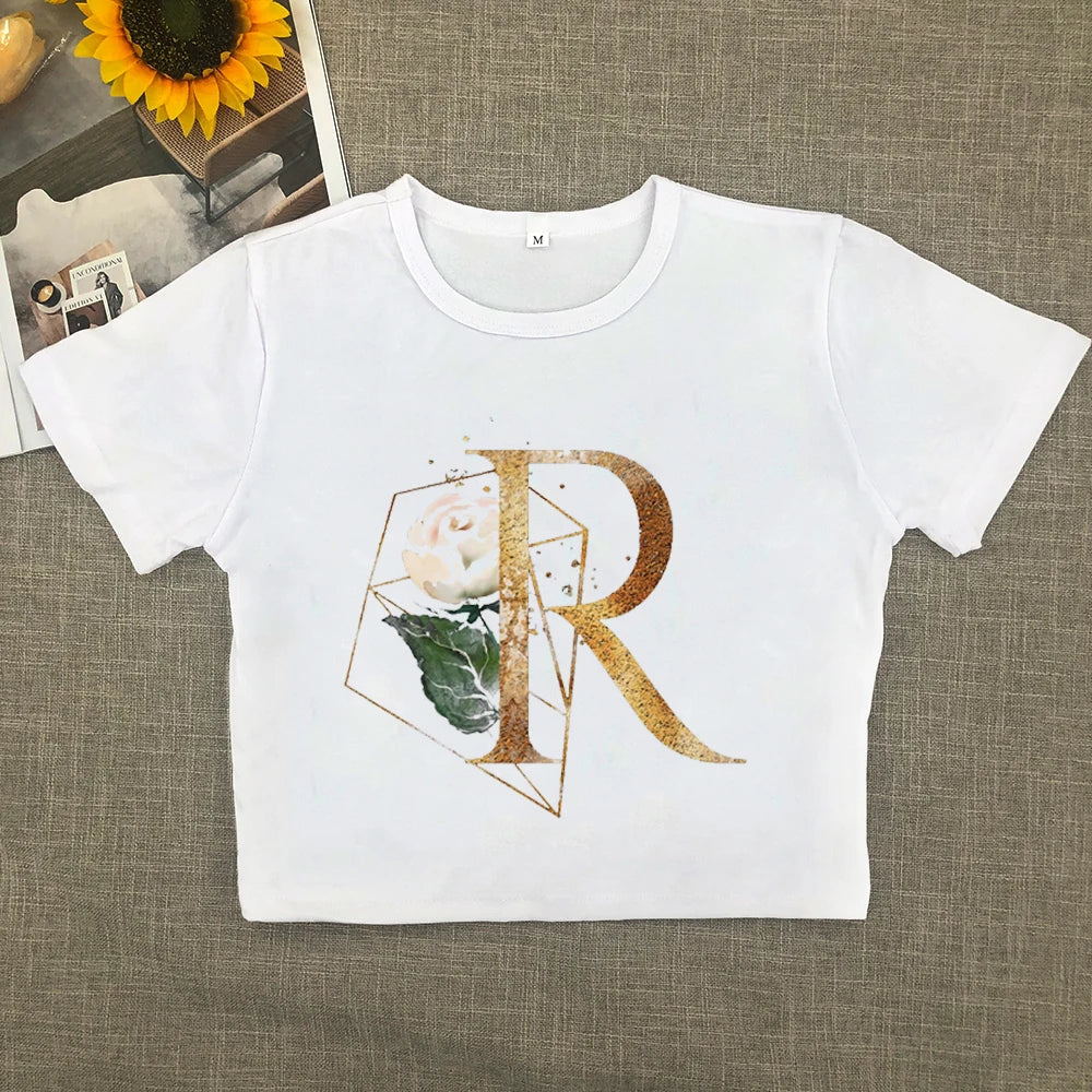 2024 Europe and the United States new printed art letter short sleeve women with street women T-shirt Y2K Aviola