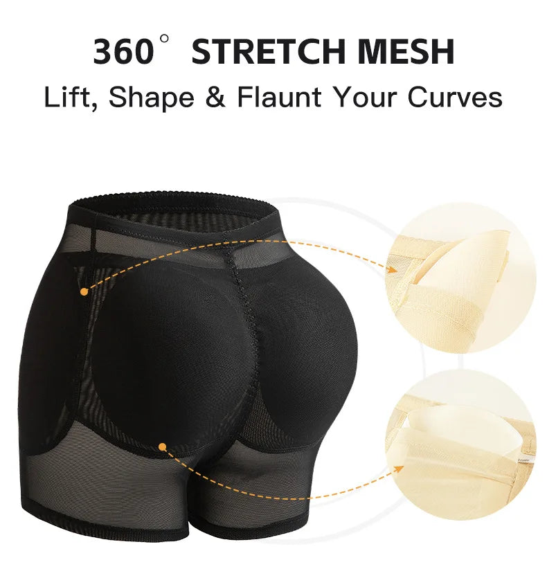 Women 4-Pad Butt Lifter Panties High Waist Tummy Control Shapewear Hip Enhancer Mesh Briefs Belly Slimming Body Shaper Shorts Aviola