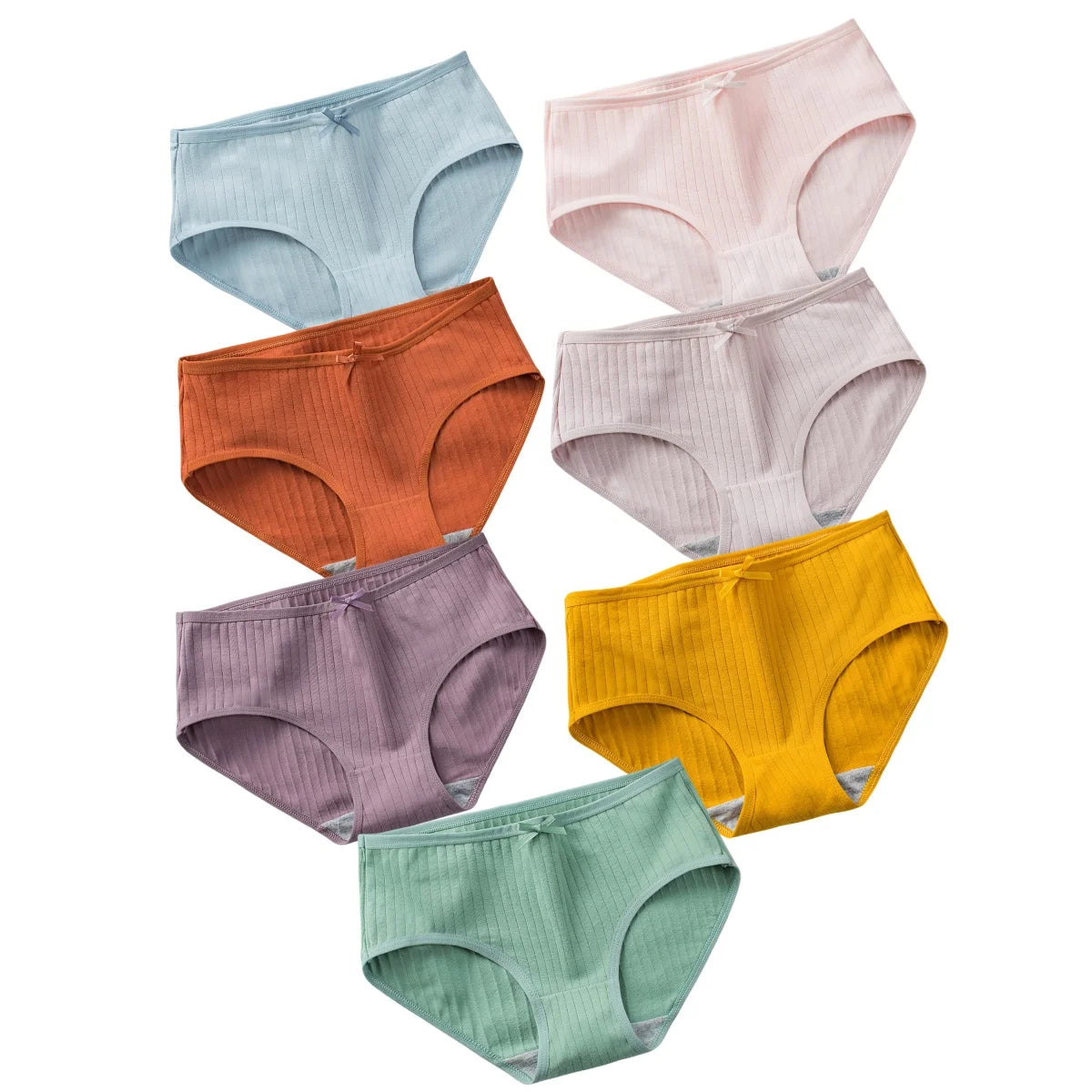7Pcs/Set Cotton Panties Low Waist Briefs Women Sexy Lingerie Female Underpants Panty Solid Color Breathable Underwear Intimates Aviola