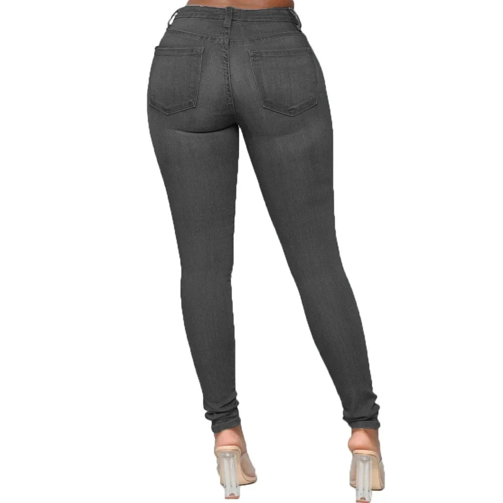 Sheath Pencil Jeans Women Pants Solid Vintage Skinny Ankle Length Pants Denim Mid Waist Washed 2025 Streetwear Slim Fit Jean Aviola