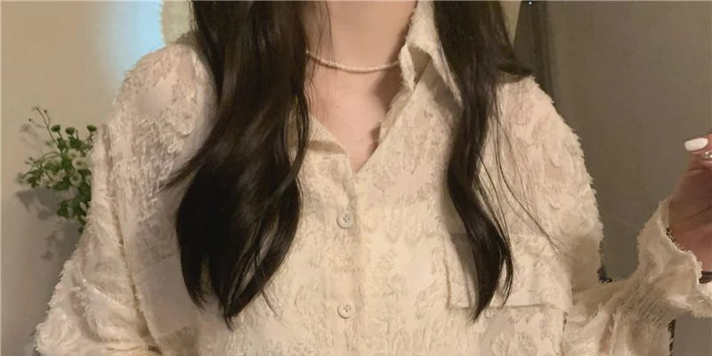 MEXZT Lace Blouses Women Sexy See Through Tassel Loose Sunscreen Shirts Summer Korean Sweet Elegant Casual Sun Protection Tops Aviola