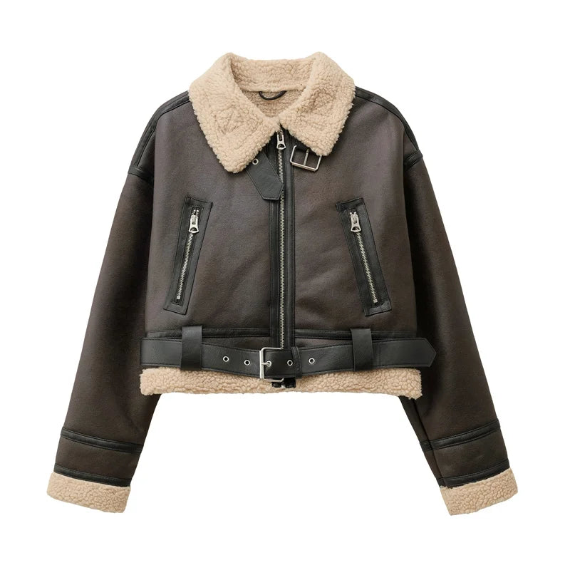 RARF Autumn/Winter 2024 New Women's double-sided short lapel long-sleeved Jacket for women Thickened thermal top Aviola