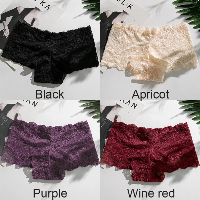 4PCS/Set Lace Women Panties Sexy Underwear Perspective Floral Hollow Out Briefs Female Underpants Breathable Ladies Lingerie Aviola