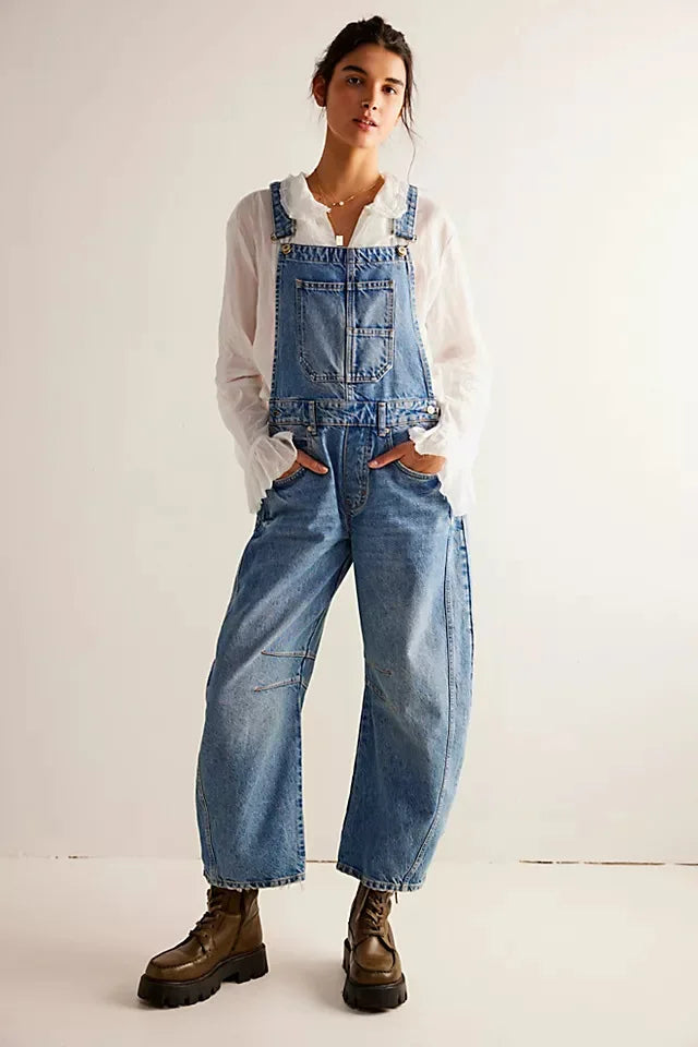 Jeans Women Denim Cargo Pants Wide Leg Long Pant Jumpsuit Y2k Streetwear Button Pocket Casual Straight Trousers Overalls Aviola