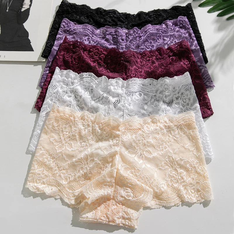 4PCS/Set Lace Women Panties Sexy Underwear Perspective Floral Hollow Out Briefs Female Underpants Breathable Ladies Lingerie Aviola