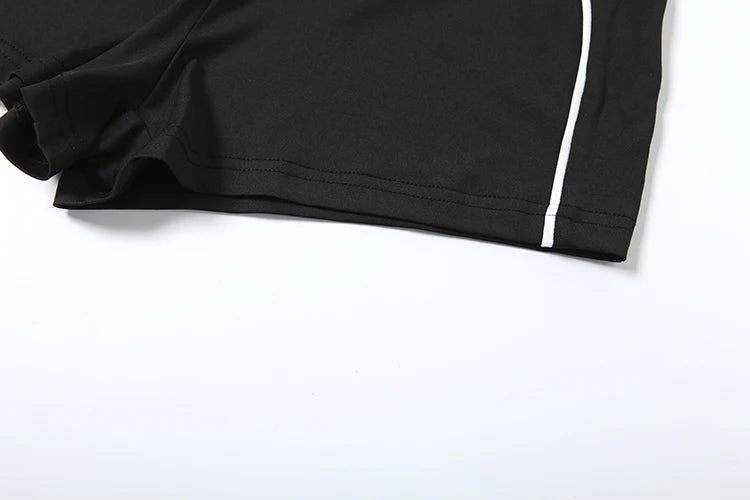 Nibber Summer Tracksuit Women 2 Piece Set Zip Patchwork Shorts Sleeve Crop Tops+Shorts Matching Sporty Skinny Stretch Outfits Aviola