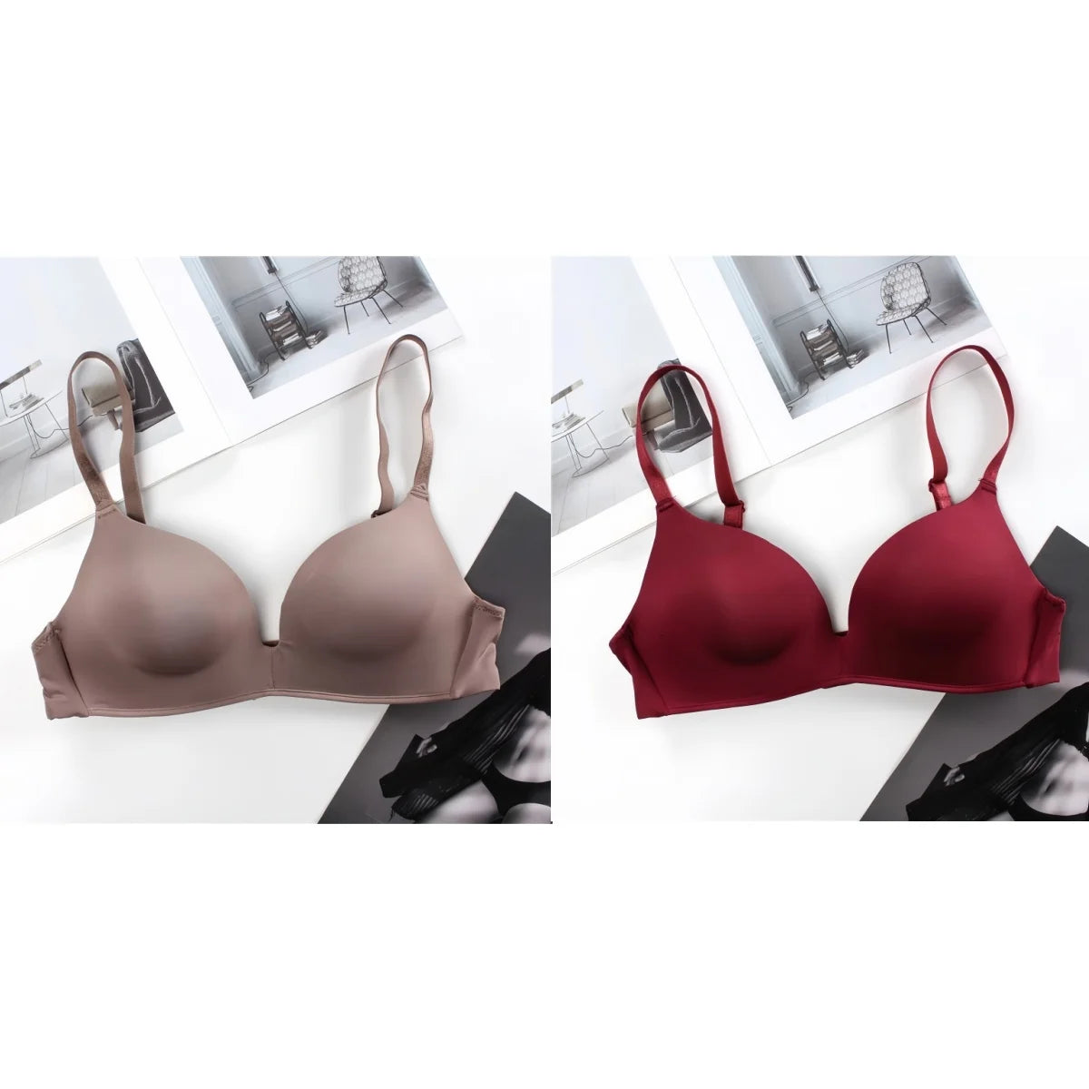 2Pcs/Set Push Up Bra Padded Bras For Women Underwear Non-wire Brassiere Sexy Lingerie Solid Color 3/4 Cup Comfort Intimates Aviola
