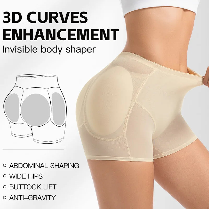 Women 4-Pad Butt Lifter Panties High Waist Tummy Control Shapewear Hip Enhancer Mesh Briefs Belly Slimming Body Shaper Shorts Aviola
