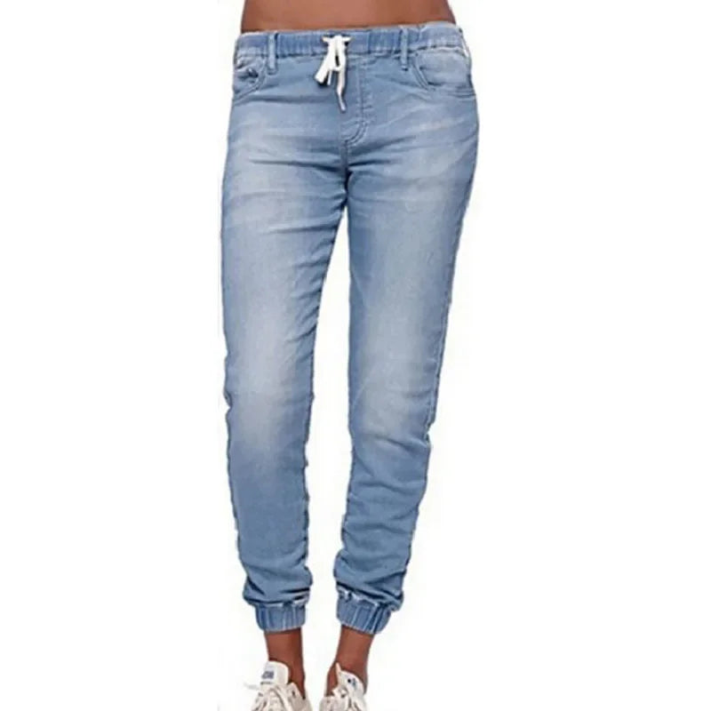 Pencil Denim Pants Women Jeans Ankle Length Pants Y2k Streetwear Spliced Pockets Mid Waist Washed Jean Skinny Casual Mom Aviola