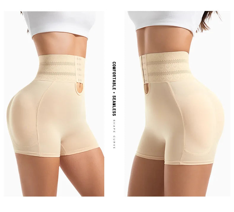 4 Pads Body Shaper Women Hip and Butt Lifter Shapewear Tummy Control Panties Waist Trainer with 3-Row Hooks Slimming Underwear Aviola
