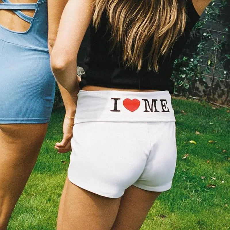 T2K European and American street style short letter print new basic versatile casual shorts Aviola