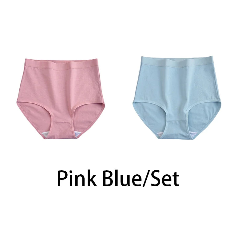 2PCS/Set Women Plus Size Panties Body Shaper Cotton Underwear Lingerie 6 Colors Sexy Female High Waist Seamless Briefs NKT2119-2 Aviola