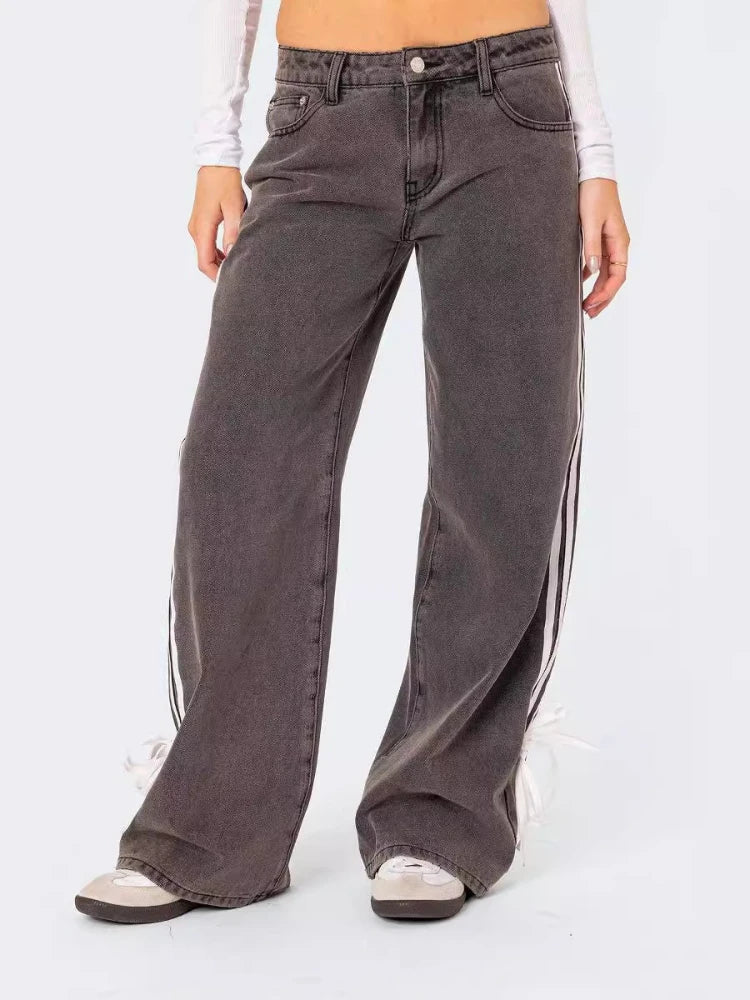 Denim Pant Women Jeans Wide Leg Long Pants Y2k Streetwear High Waist Casual Straight Trousers Elegant Mom Jeans Work 2025 Aviola