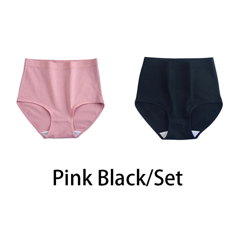 2PCS/Set Women Plus SizeCotton Panties Comfort Underwear 6 Colors Sexy Female High Waist Briefs Lingerie Aviola