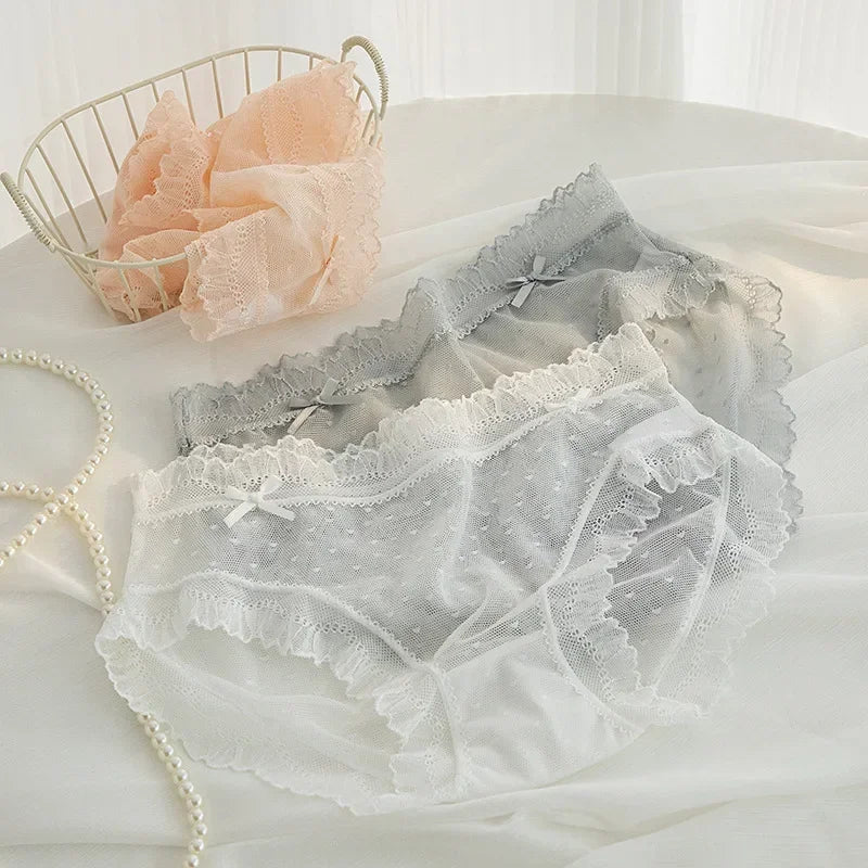 2024 Women Sexy Lace Summer Thin Breathable Underwear Panty Girls Hollow Out Comfort Briefs Low Waist Seamless Underpants Female Aviola