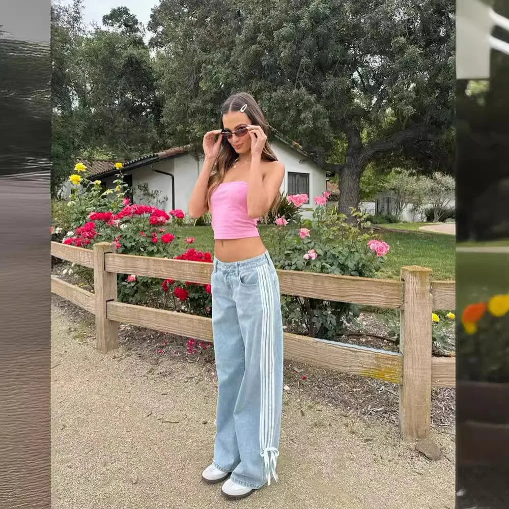 Denim Pant Women Jeans Wide Leg Long Pants Y2k Streetwear High Waist Casual Straight Trousers Elegant Mom Jeans Work 2025 Aviola