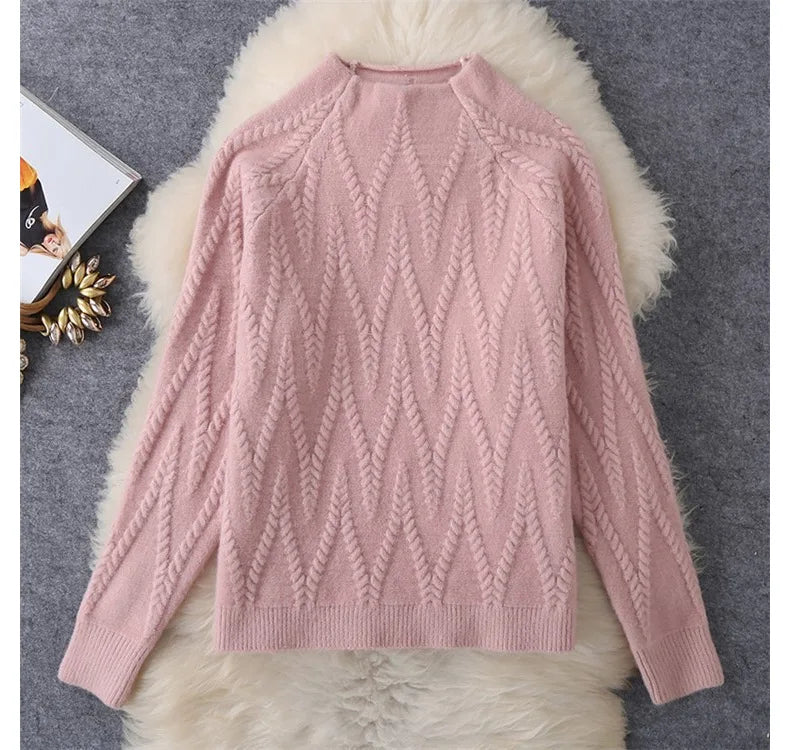 Women Tracksuit Thick Sweater Autumn Winter Knitted Two Piece Set Top+Knitted wide leg Pant Warm Sweater Elastic Trousers Suits Aviola