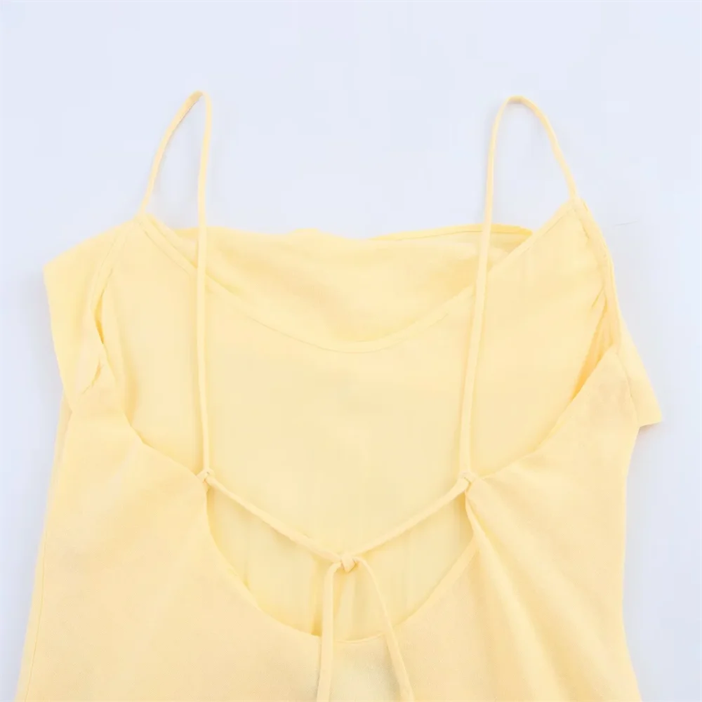 BM&MD&ZA2025holiday style waist simple temperament backless suspender dress summer new women's clothing Aviola