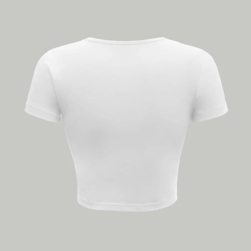 2024 Europe and the United States summer new letter embroidery print slim short casual round neck short-sleeved T-shirt crop top Aviola
