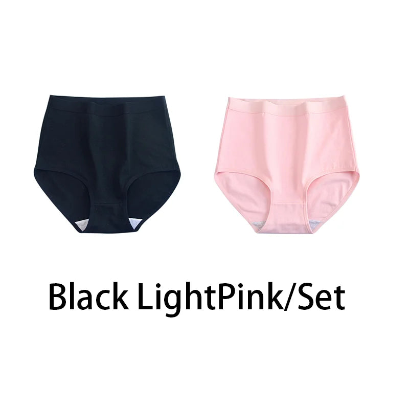2PCS/Set Women Plus Size Panties Body Shaper Cotton Underwear Lingerie 6 Colors Sexy Female High Waist Seamless Briefs NKT2119-2 Aviola