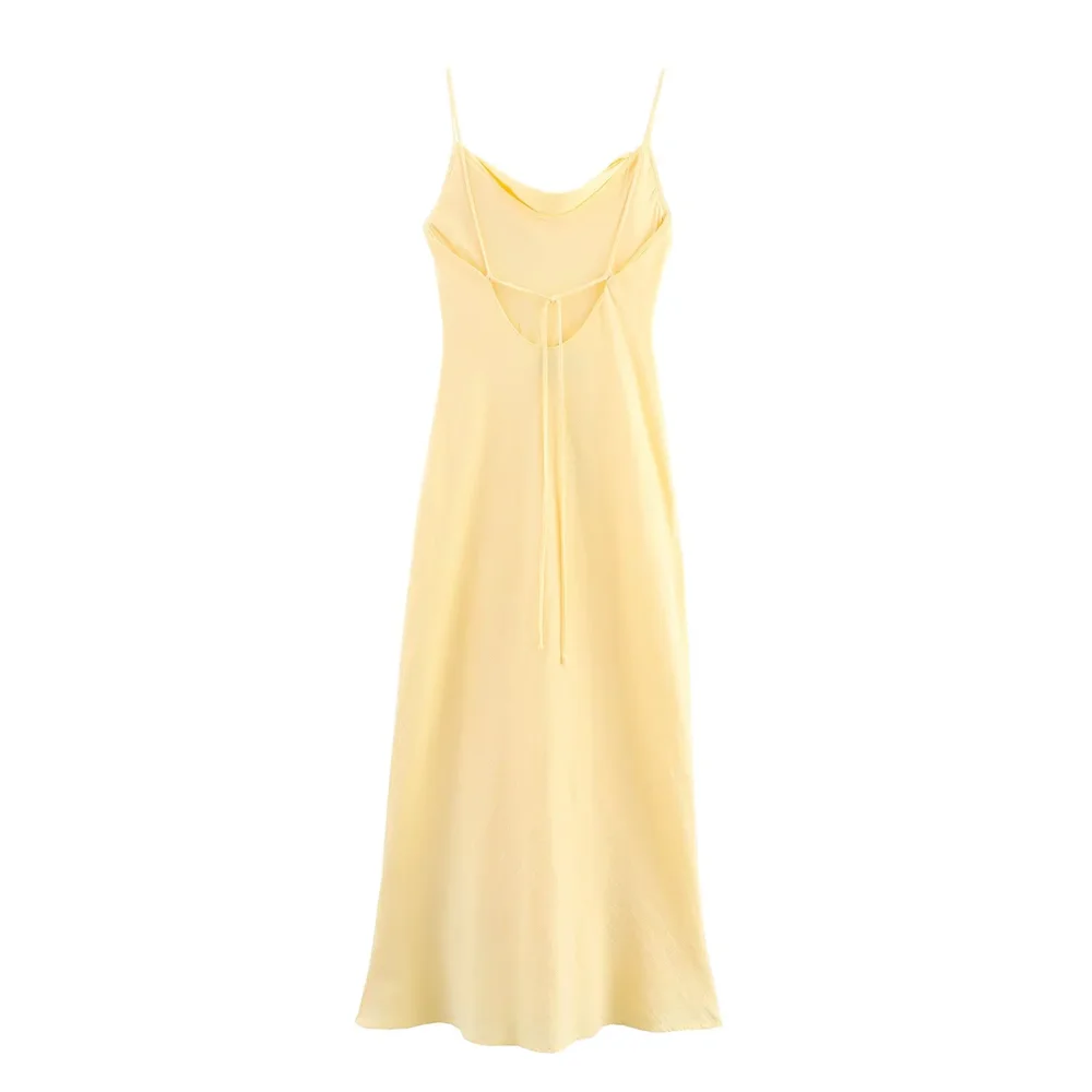 BM&MD&ZA2025holiday style waist simple temperament backless suspender dress summer new women's clothing Aviola