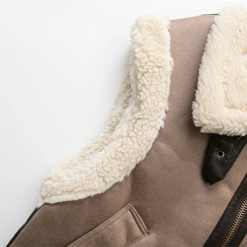 RARF 2024 autumn winter new ladies warm fur integrated sleeveless fleece stitching coat vest jacket Aviola
