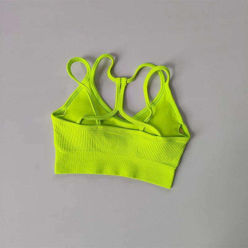 Women Breathable Sports Bra  Anti-sweat Fitness Top  Seamless Yoga Bra Gym Crop Top Brassiere Push Up Sport Bra Gym Workout Top Aviola