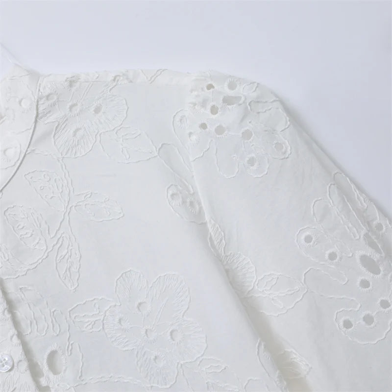 RARF  vestido elegante de encaje bordado para mujer, vestido blanco de empalme, Floral, ahuecado, suelto, informal, para fiesta Aviola