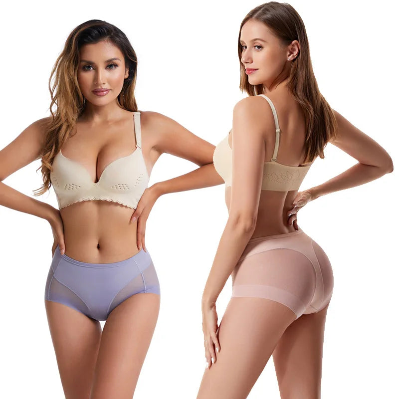 Women Mesh Underwear Soft Mid Waist Transparent Underpants Sexy Ladies Briefs Fashion Female Lingerie 4127 Aviola