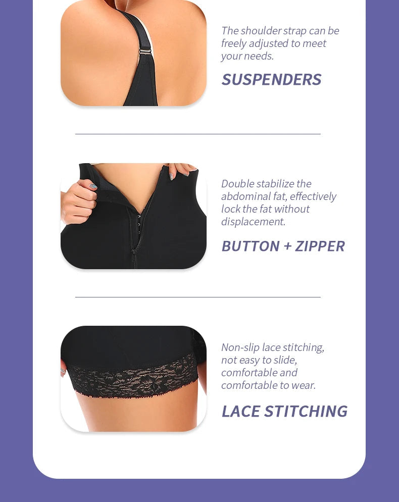 Women's Shapewear Bodysuit  Slimming  Butt Lifter Full Body Shaper Bbl Tummy Control Open Crotch Ziper Design Fajas Reductoras Aviola